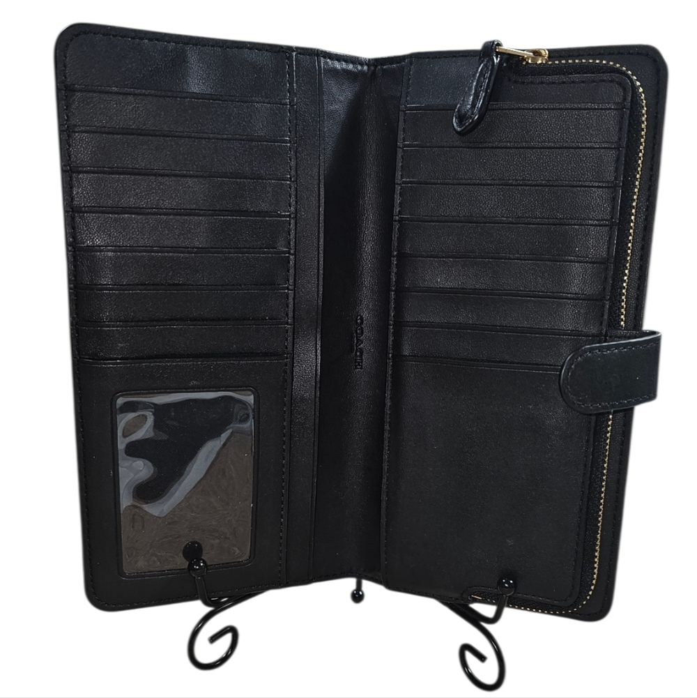 COACH Smooth Black Leather Skinny Wallet - Picture 5 of 12